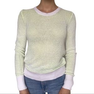 Long sleeve neon yellow & white crew neck sweater